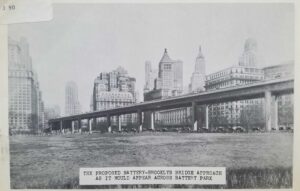Brooklyn-Battery Bridge as it would appear in 1939, courtesy of the NYC Municipal Archives.