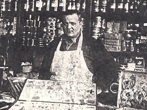 My great-grandfather, Ernesto "Cappy" Capitini in his early-century grocery store in Little Italy